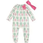 Mud Pie Baby Girls Long Sleeve Tennis Themed Footie Coverall