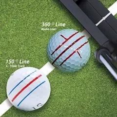 BIRDIE79 Premium Quality Birdie Liner Drawing Alignment Tool Kit- 360-Degree Triple-Line Golf Ball Marker Stencil with Luxurious Gift Box Including 3