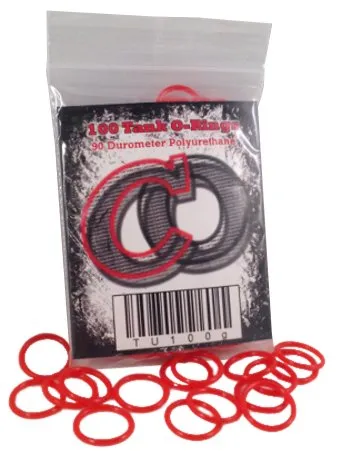 100 Polyurethane CO2 / HPA Tank O-Rings (90 Durometer) [RED] - Replacement urethane orings for paintball co2 / high pressure air tanks