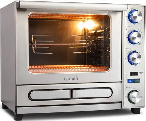 Gemelli Home Oven Convection Oven with Built-In Pizza Drawer and Rotisserie