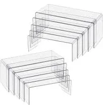 2 Sets Clear Acrylic Display Stand, 5 Sizes, Clear Acrylic Display Risers Showcase Shelf Stand for Jewelry Store Equipment Display (10Pack)…