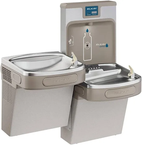 Elkay LZSTL8WSLP Enhanced EZH20 Bottle Filling Station & Bi Level Fountain, Gray