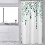 Muuyi Shower Curtain, Stall Shower Curtain for Bathroom, Green Shower Curtain with 12 Hooks 36 x 72 Inches