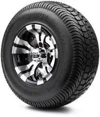 MODZ® Vampire Machined Black 10" Golf Cart Wheels and Arisun Cruze (205/50-10) DOT Low Profile Golf Cart Tires Combo - Set of 4