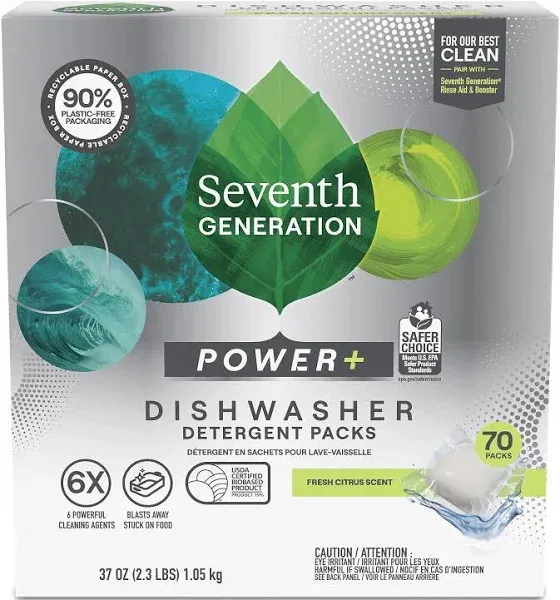 Seventh Generation Dishwasher Detergent Packs Power Plus