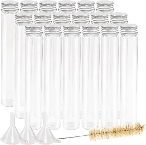 DEPEPE 18pcs 115ml Clear Flat Plastic Test Tubes with Screw Caps