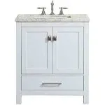 EVIVA EVVN412-30 ABERDEEN 30 1/8 INCH FREESTANDING TRANSITIONAL BATHROOM VANITY WITH CARRARA MARBLE COUNTERTOP AND UNDERMOUNT PORCELAIN SINK