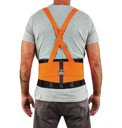 Ergodyne ProFlex 100HV Back Support Brace, High Visibility Support Belt, 8" Spandex Material, Removeable Straps,Orange,Small