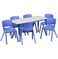 7 Piece Rectangular Activity Table [Set of 2] Finish: Green