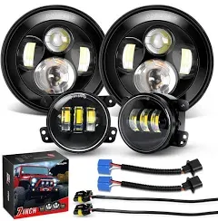 Nilight 7 Inch Round Cree Headlight and 4 Inch Fog Lights for Wrangler JK Unlimited JKU TJ CJ