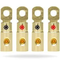 InstallGear 4 AWG Gold Ring Set Screw Battery Ring Terminals (4 Pack)