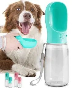 Malsipree Dog Water Bottle with Bowl- 19oz Blue