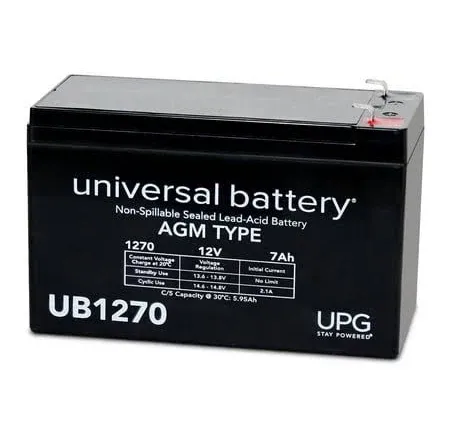 Universal Battery UB1270 12V 7AH acid battery WITH WIRING