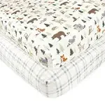 Hudson Baby Unisex Baby Cotton Fitted Crib Sheet, Forest Animals, One Size