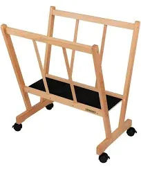 Creative Mark Firenze Wood Large Print Rack with Castors - Perfect for Display of Canvas, Art, Prints, Panels, Posters, Art Gallery Shows, Storage Rack - Natural