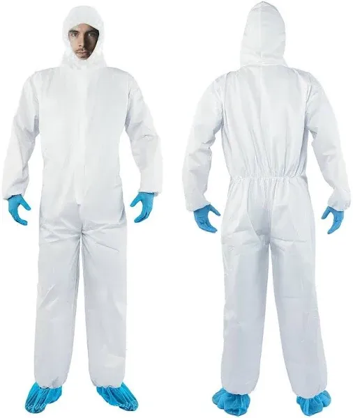 Hazmat Suits Disposable - Available in 7 sizes and 5 packaging specifications - Disposable Coveralls Suits Pressed From PPSB & PE Film