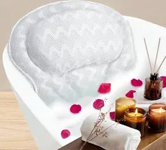 Luxury Bathtub Pillow for Tub, Bath-Pillow Soft and Comfortable Cushion Headrest for Relaxation - Non-Slip and Extra Thick Head Neck, Shoulder and Back Support, Fits Any Tub, Quality 3D Mesh Made