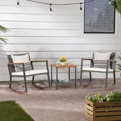 OC Orange Casual 3 Piece Outdoor Rocking Bistro Set