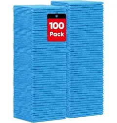 HOMEXCEL Blue Shop Towels 100 Pack, Reusable Microfiber Towels for Cars, Bulk...