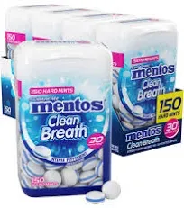 Mentos Clean Breath Sugarfree Hard Mints Intense Peppermint 150pc