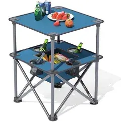 Folding Camping Table with 4 Cup Holders and Storage Bags