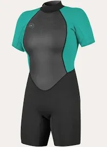 O&#039;Neill Women&#039;s Front Zipper Short Sleeve Spring Wetsuit Black/Teal Size 6/Small