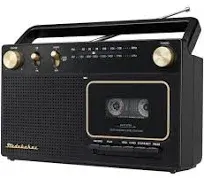 Studebaker Portable Retro Home Audio Stereo AM/FM Radio & Cassette Player/Recorder with Aux Input Jack & Built in Speakers (Gold)