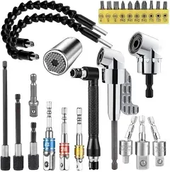 Yenjo 26 Piece Flexible Drill Bit Extension Universal Socket Adapter Tool Kit