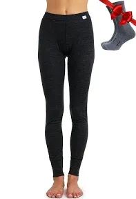 Women's Merino Wool Base Layer Pants 100% Merino Wool Leggings Thermal Underwear Bottoms Light