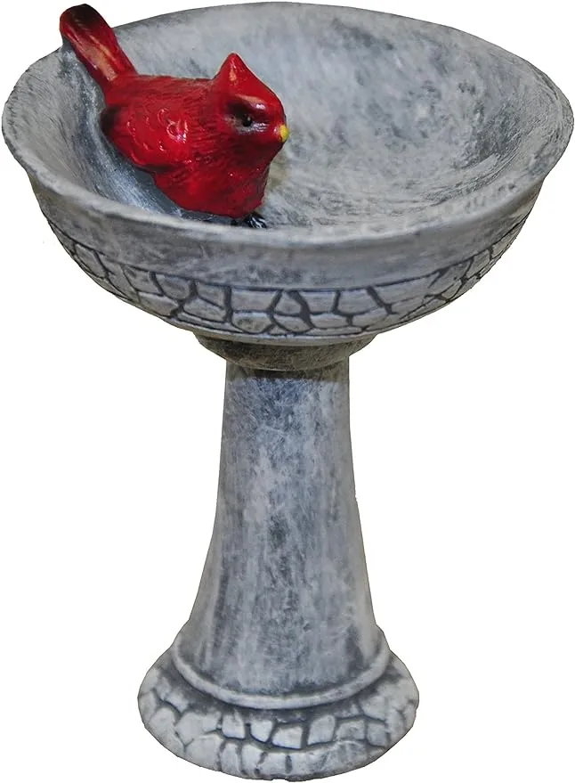 G & F Products MiniGardenn 10027 Fairy Garden Polyresin Miniature, Cardinal Birdbath Pick