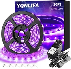 20FT/6M Black Light Strip, 360 Lamp Beads, Flexible LED Blacklight Kit, 12V Black Light, Non-Waterproof for Indoor Decoration, Party, Birthday, Wedding, Halloween