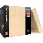 Arteza 10x10 Inch Wooden Canvas Board Pack of 5 Birch Wood Cradled Artist Woo...