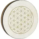 Sonic Energy 16“ Hand Drum – Flower of Life design – Wooden Frame Drum for Meditation, Sound Journeys, Percussion – Shamanic instrument with goat skin (HD16WB-FOL)