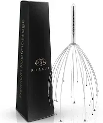 PURAVA (Original Head Massager with Improved Design - Head Scratcher Massager with 20 Fingers for Relaxation and Scalp Stimulation - Head Massage Tool Ideal as a Gift