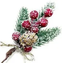 Christmas Pine Branches, Berries &amp; Cones - 8pcs Floral Picks for Xmas Wreaths...