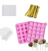 AKINGSHOP 20 Cavity Silicone Cake Pop Mold Set - Lollipop Mold with 60Pcs Cak...