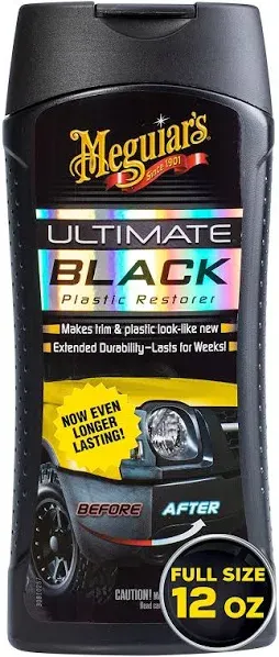 Meguiar’s Ultimate Black Plastic Restorer, White, Liquid – Restores Car Shine...