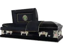 Praying Hands' Monarch Blue Finish with Blue Velvet Interior 18 Gauge Metal Casket Funeral Coffin