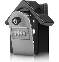 Key Lock Box - House Shape Wall Mounted Lockbox for Keys - 4 Digit Code Combi...