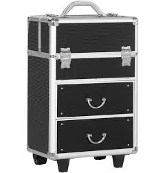 HOMCOM Rolling Makeup Train Case Cosmetic Trolley and