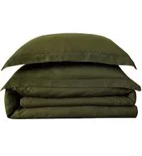 Flax Linen Olive Green Full/Queen 3-Piece Duvet Set