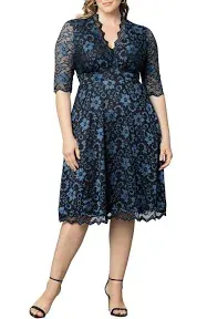 Kiyonna Mon Cheri Lace Cocktail Dress, Violet Noir, 2X