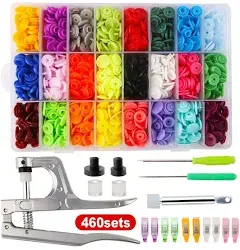 460 Sets 24Color Cenoz Snap Plastic Fasteners Button with Pliers Tool