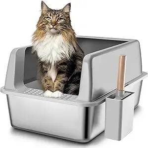 Tucker Murphy Pet Stainless Steel Litter Box with Lid