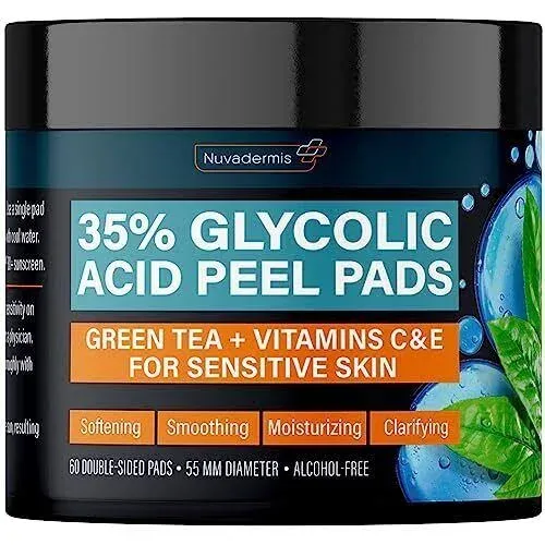 Facial exfoliating wipes 35% of glycolic acid Natural skin rejuvenation black he