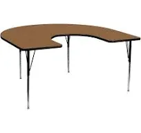 Flash Furniture 60''W x 66''L Horseshoe Oak Thermal Laminate Activity Table XU-A6066-HRSE-OAK-T-A-GG