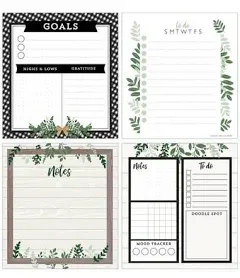 Carson Dellosa Farmhouse 4-Pack Daily To Do List Notepads, 5.75" x 6.25", 50-Page To Do List Planners, Daily Checklist, Notes Notepad, and Goals Small To Do List Notepad Bundle