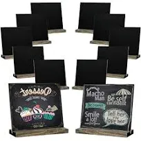 12 Pack Small Chalkboard Signs with Stand, 5 X 6 Inch Wooden Tabletop Chalkboard