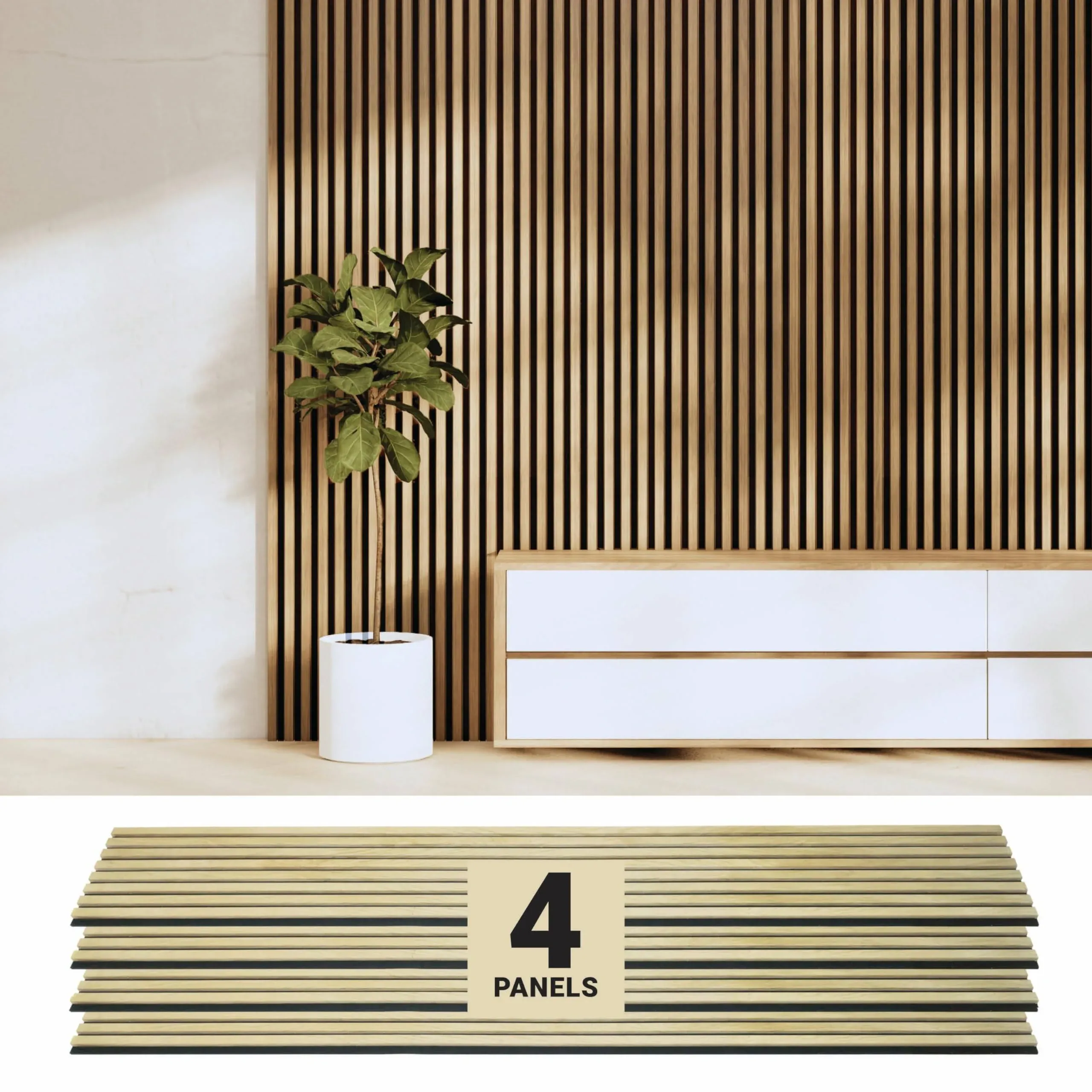 Wood Panels for Wall - Oak Acoustic Wall Panels - 4PK Wall Wood Panels - 94.49&#034; 