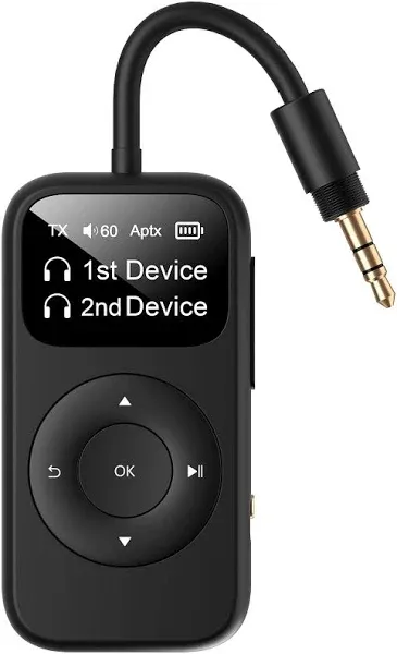 EITIPOK SoundSync Pro Bluetooth Transmitter & Receiver for Airplane Easy Setup Bluetooth Audio Transceiver for 2 BT Devices